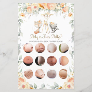 Papier Bois animal floral bébé ou bières jeu de ventre