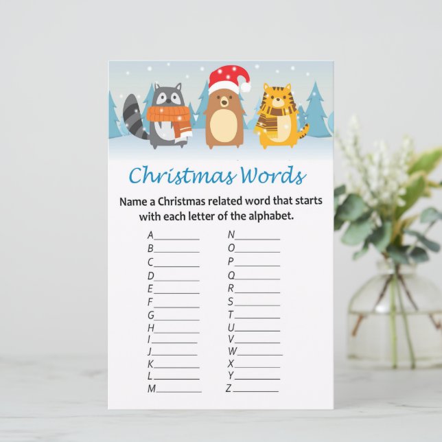 Papier Bois animaux noël alphabet mots jeu (Debout devant)