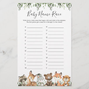 Papier Bois Animaux Nom du Baby shower Course Jeu