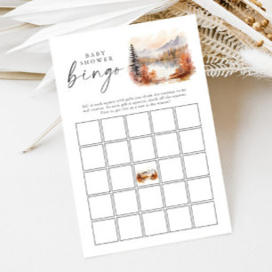 Papier Bois Baby shower Bingo Montagnes Rustique Automne