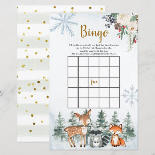 Papier Bois Baby shower d'hiver Forêt Bingo animal