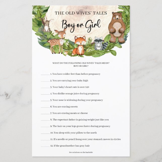 Papier Bois bêtes bois log Guess Boy Or Girl tales (Devant)