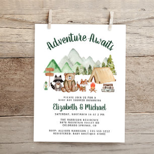 Papier Bois Camping Couples Baby shower Invitation