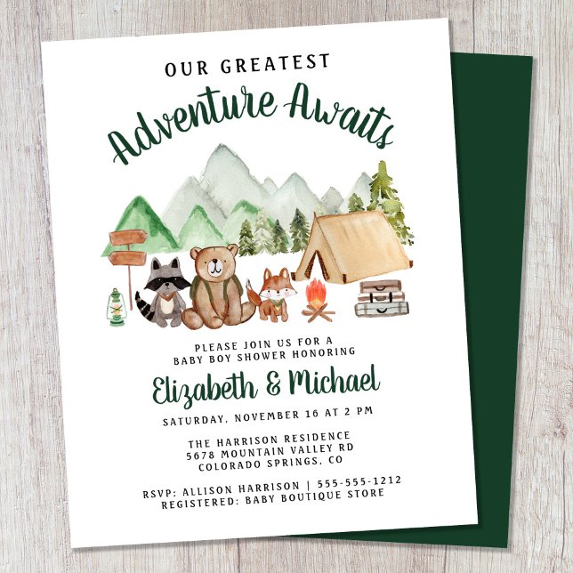 Papier Bois Camping Couples Baby shower Invitation (Créateur téléchargé)