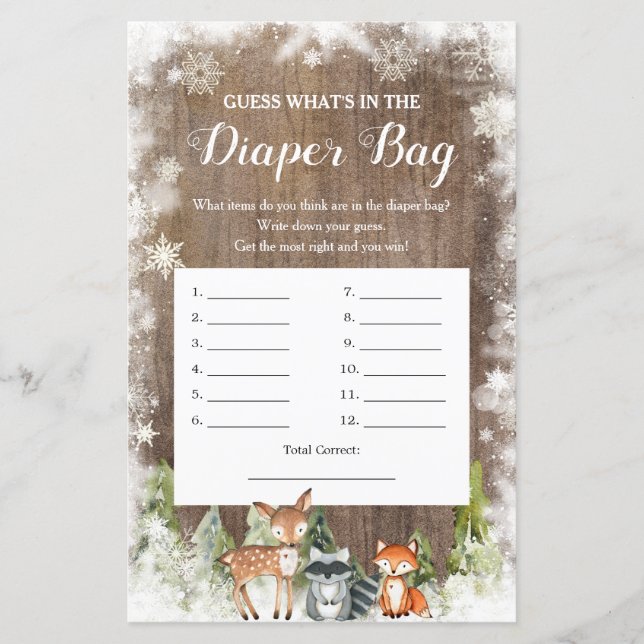Papier Bois d'animal d'hiver rustique Qu'y a-t-il dans le (Devant)