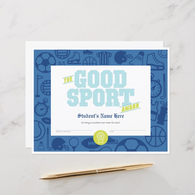 Papier Bon certificat sportif (Devant/Arrière en situation)