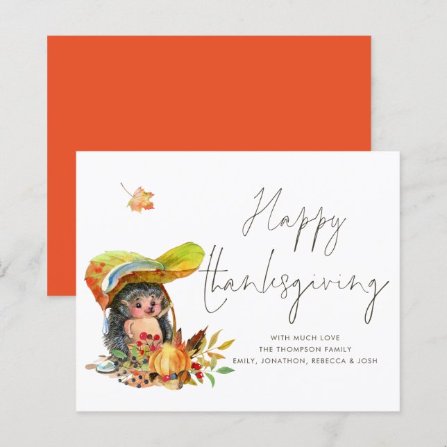 Papier Bon thanksgiving de script de hérisson de budget m (Devant / Derrière)