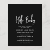 Bonjour Baby Black Budget Baby shower Invitation