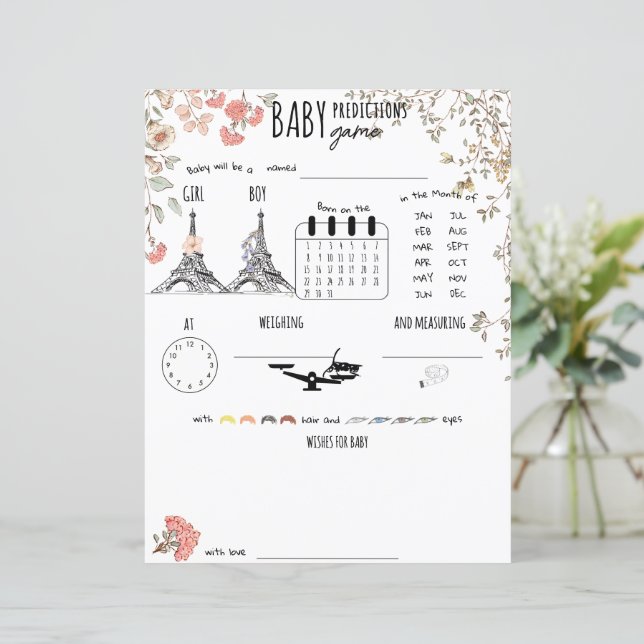 Papier Bonjour Bebe French Baby Predictions Wives Game (Debout devant)