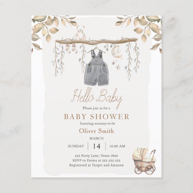 Papier Bonjour Bébé Garçon Vêtements Boho Baby shower Boh (Devant)