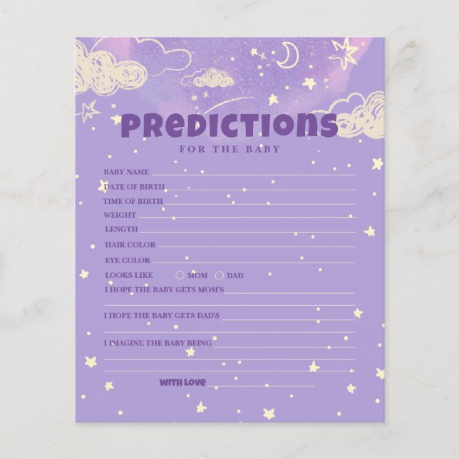 Papier Bonjour Bébé Purple Dream Prédiction Pour Baby sho (Devant)