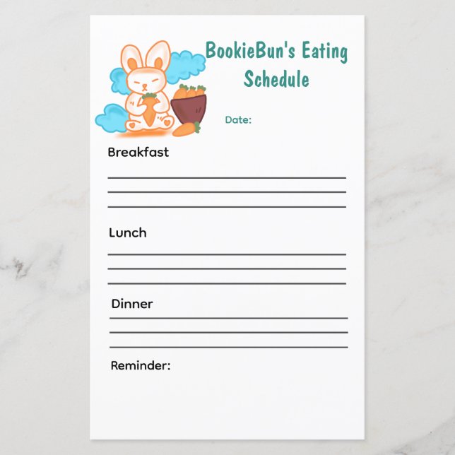 Papier BookieBun's Eating Schedule (Devant)