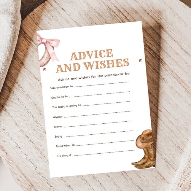 Papier Boots and Biows Gender Reveal Advice & Wishes Game (Western Boots and Bows Game)