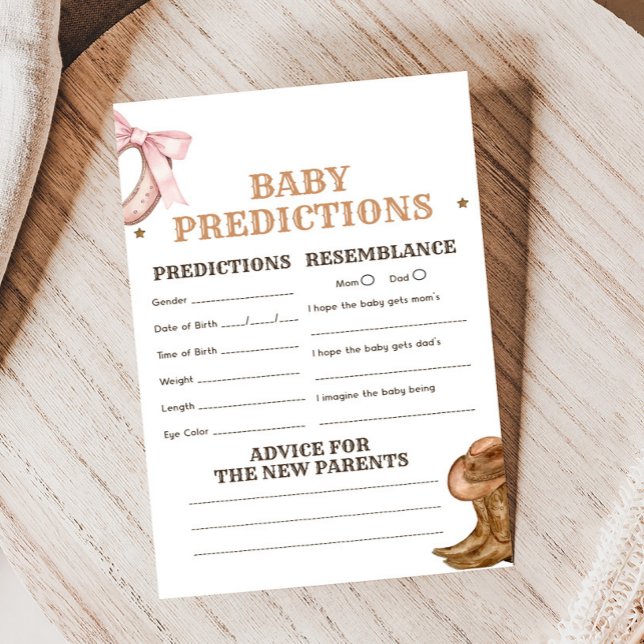 Papier Boots and Bows Gender Reveal Baby Predictions Game (Western Boots and Bows Game)