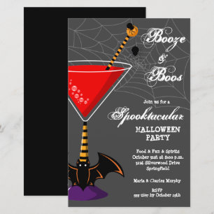 Papier Booze et Boos Martini Budget Halloween Invitation