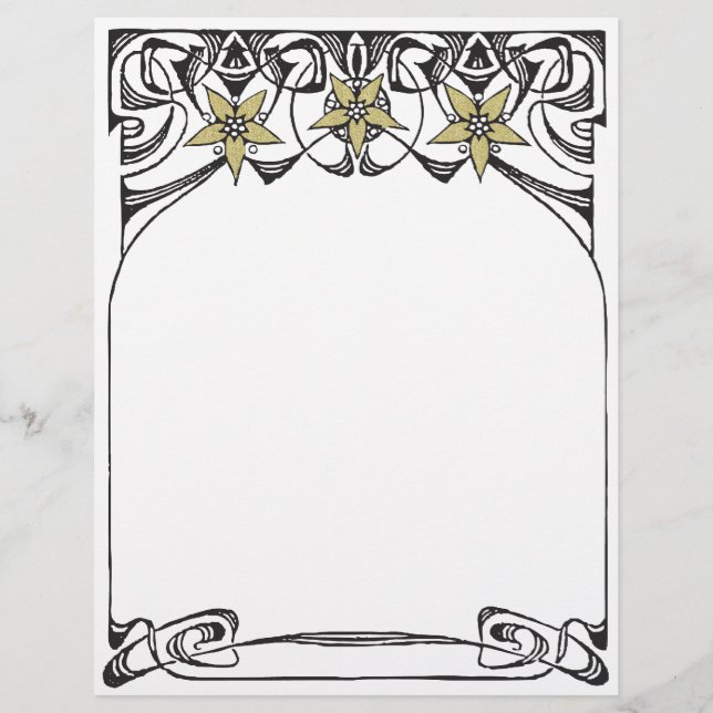 Papier Bordure d'or Lily Art Nouveau (Devant)
