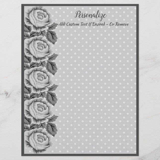 Papier Bordure Rose Pois chic & shabby gris & blanc (Devant)