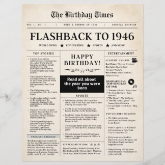 Papier Born in 1946 Mock Newspaper sepia