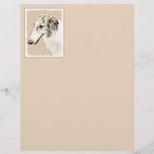 Papier Borzoi (Argent Brindle) Peinture Chien Art origina