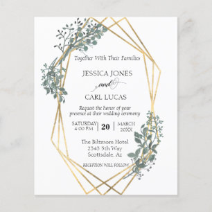 Papier Botanique Verdure Mariage Gold Frame Budget