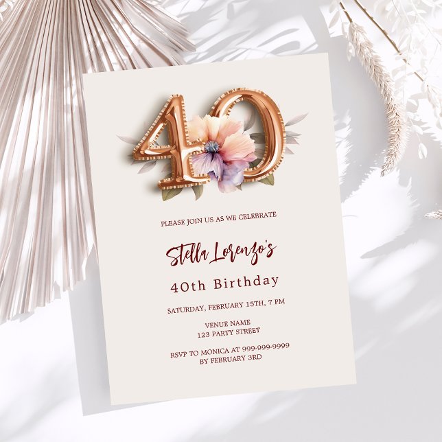 Papier Bouche d'or fleuri beige budget 40e anniversaire (Créateur téléchargé)