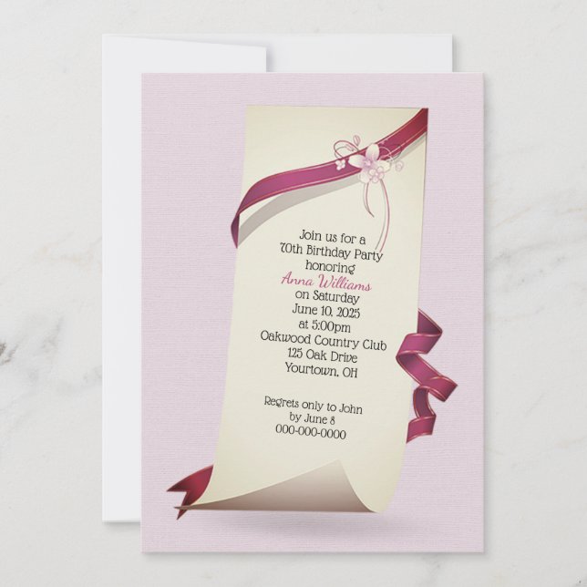 Papier bouclé invitation 70e anniversaire (Devant)