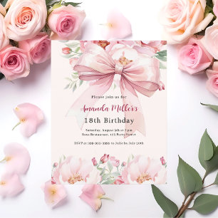 Papier Boucles d'arc rose pâle crème invitation anniversa