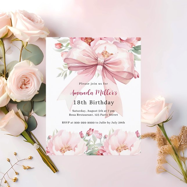 Papier Boucles d'arc rose pâle invitation anniversaire (Créateur téléchargé)