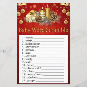 Papier Bougies de Noël Baby word scramble jeu