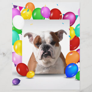 Papier Bouledogue thème d'anniversaire avec ballons color