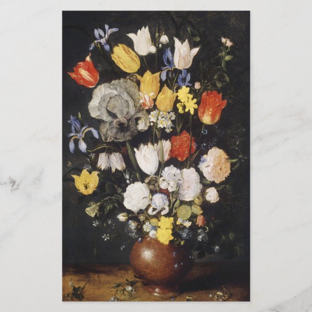 Papier Bouquet de fleurs dans un vase de terre (1610) (Devant)