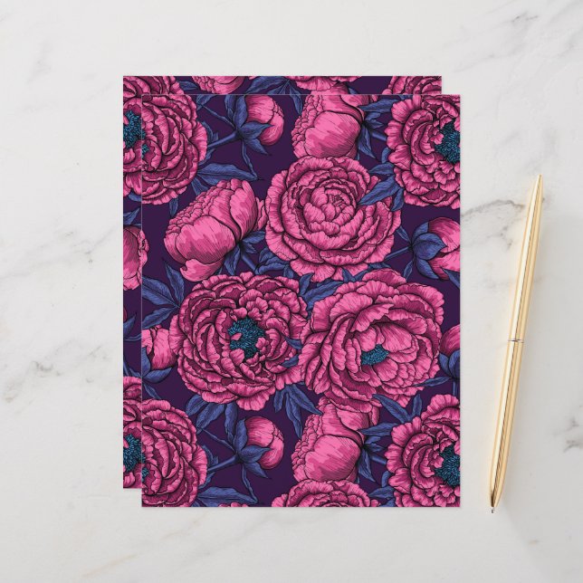 Papier Bouquet de Peony (Devant/Arrière en situation)