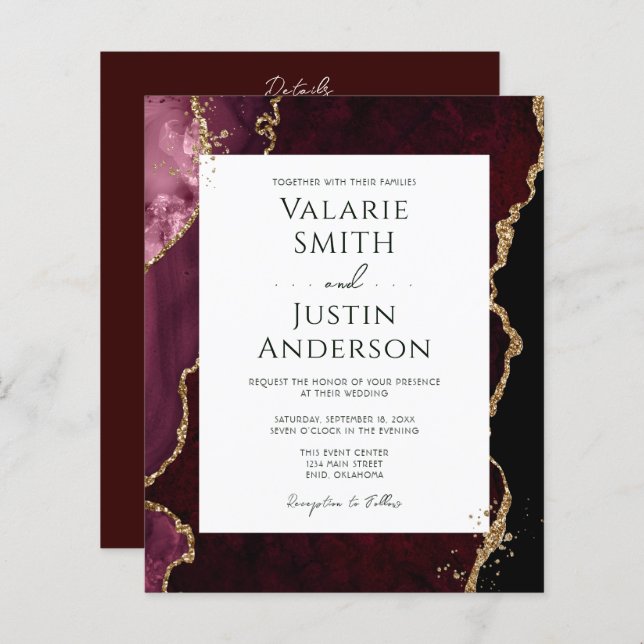 Papier Bourgogne Agate Mariage budgétaire Tout en un (Devant / Derrière)