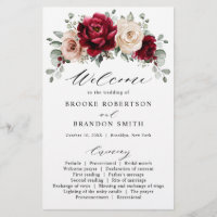 Bourgogne Champagne Ivory Mauve Rose Floral Progra