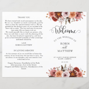 Papier Bourgogne et Blush Floral Wedding Program