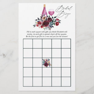 Papier Bourgogne et marine Dégustation de vins Bingo