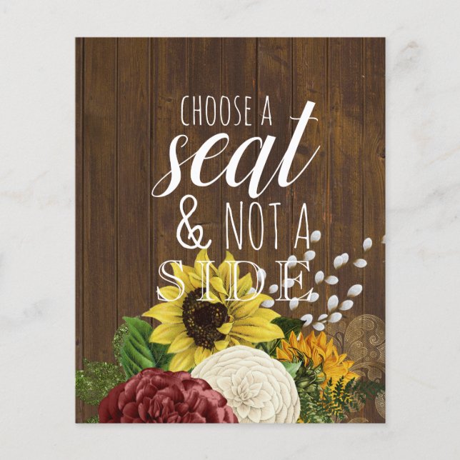 Papier Bourgogne et tournesol Budget Mariage thématique (Devant)