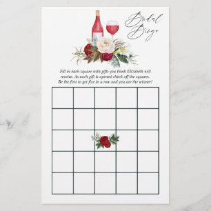 Papier Bourgogne Floral Fête des mariées Dégustation Vin 