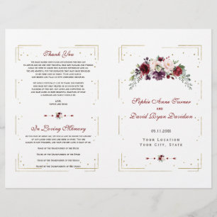 Papier Bourgogne Rose Floral Gold Parties scintillant Pro