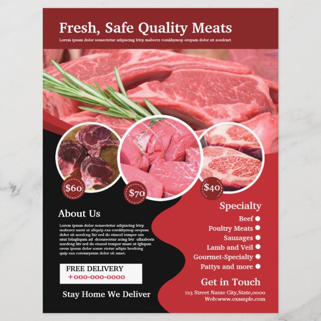 Papier Boutique de viande | Boutique circulaire (Devant)
