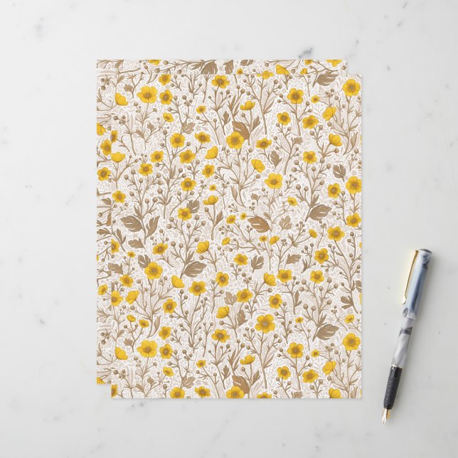 Papier Boutons jaunes et bruns (Devant/Arrière en situation)