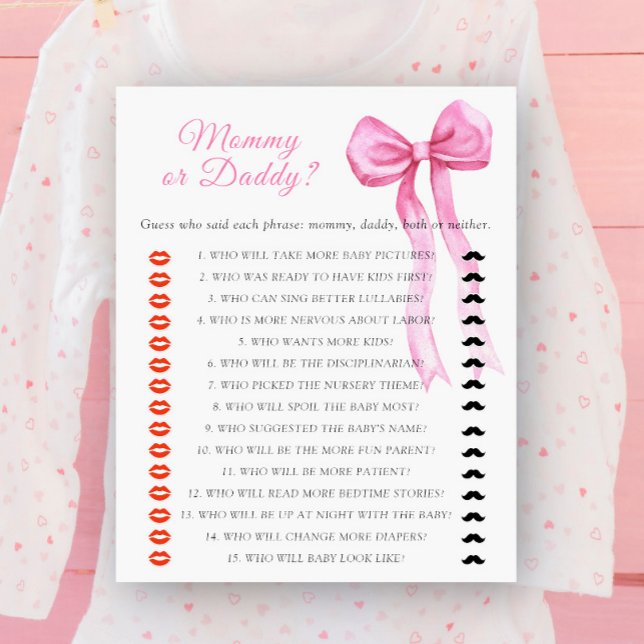 Papier Bow baby shower maman ou papa jeu de baby shower (Créateur téléchargé)