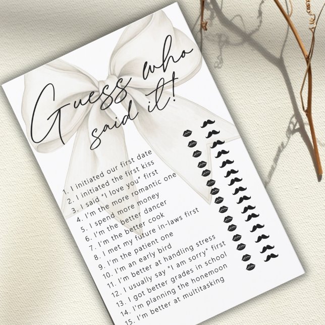 Papier Bow Blanc Moderne Devinez Qui A Dit Que C'Est Le J (Créateur téléchargé)