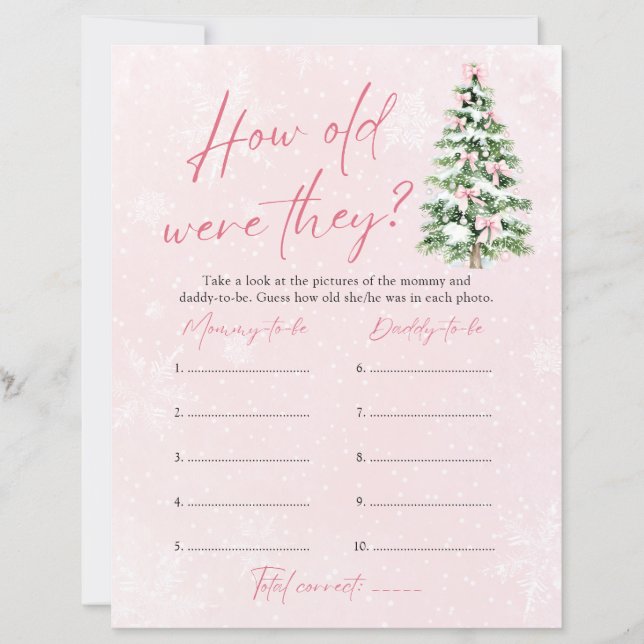 Papier Bow Christmas How Old Were They Game Baby Shower (Devant)