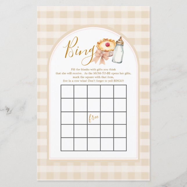 Papier Bow Little Cutie Pie Pastel En vichy Bingo Jeu (Devant)