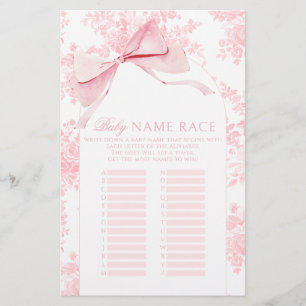 Papier Bow rose Floral Boho Baby shower Nom de la course