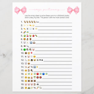 Papier Bow rose moderne Emoji Books Baby shower Jeu