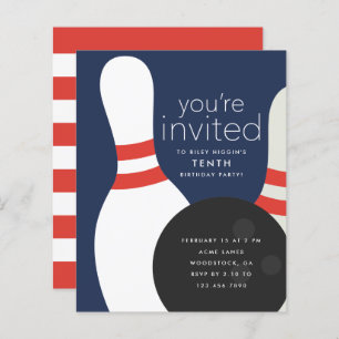 Papier Bowling Anniversaire Fête Invitation