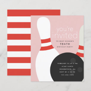 Papier Bowling Anniversaire Fête Invitation