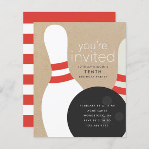 Papier Bowling Anniversaire Fête Invitation